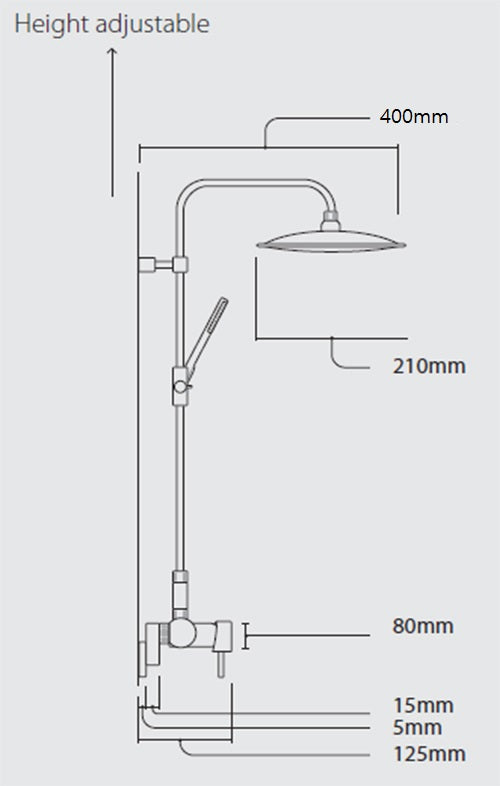 QUOSS RAIN SHOWER SUNFLOWER SET RECTANGLE 400MM CHROME