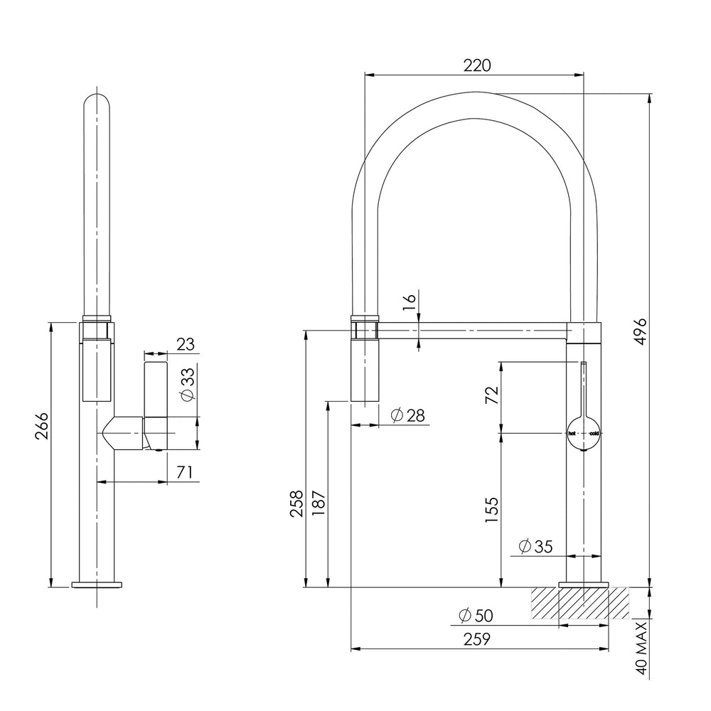 PHOENIX PRIZE FLEXIBLE COIL SINK MIXER 496MM MATTE BLACK