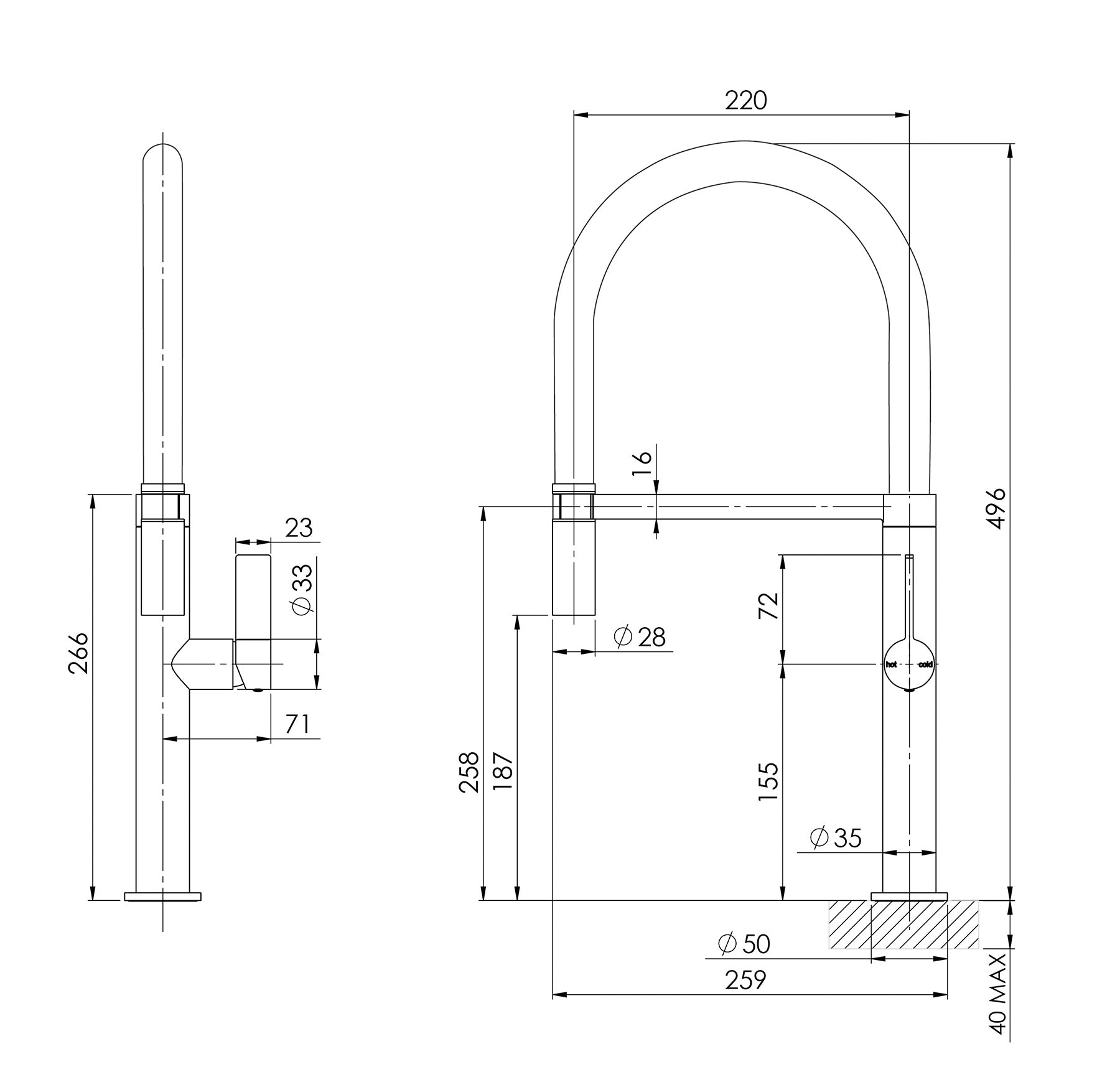 PHOENIX PRIZE FLEXIBLE COIL SINK MIXER 496MM MATTE BLACK