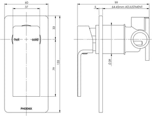 PHOENIX RADII SHOWER / WALL MIXER CHROME