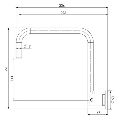 PHOENIX VIVID LEAD FREE PIN LEVER WALL SINK SET SQUARELINE 270MM CHROME