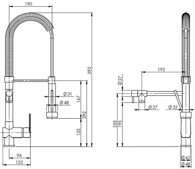 PHOENIX VIVID MULTI-FUNCTION SINK MIXER 592MM CHROME