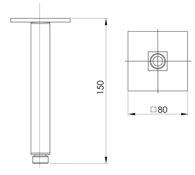 PHOENIX LEXI CEILING ARM 150MM CHROME