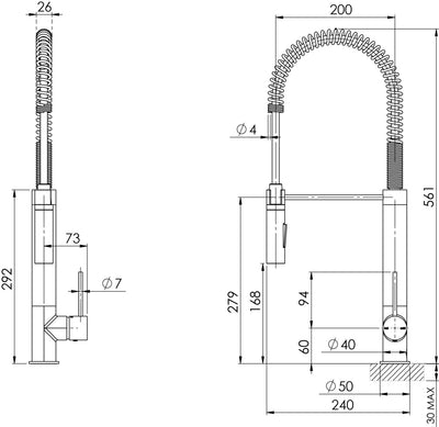 PHOENIX VIVID SLIMLINE LEAD FREE TALL SPRING SINK MIXER 561MM CHROME
