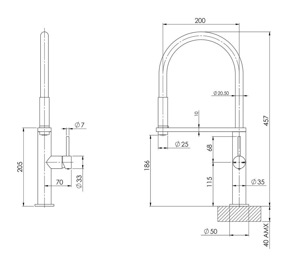PHOENIX BLIX FLEXIBLE HOSE SINK MIXER 447MM CHROME