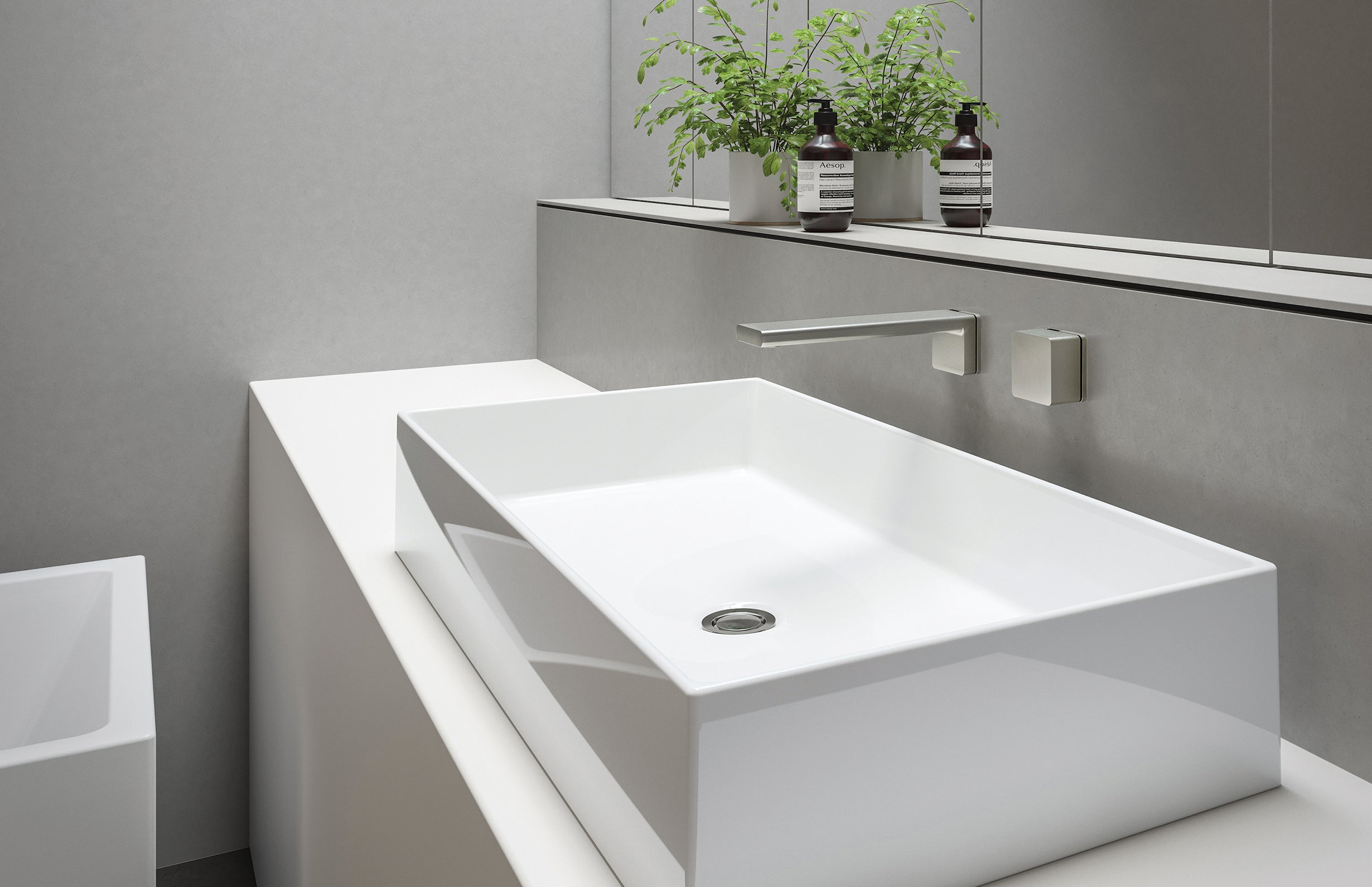 PHOENIX ALIA WALL BASIN BATH OUTLET 200MM BRUSHED NICKEL