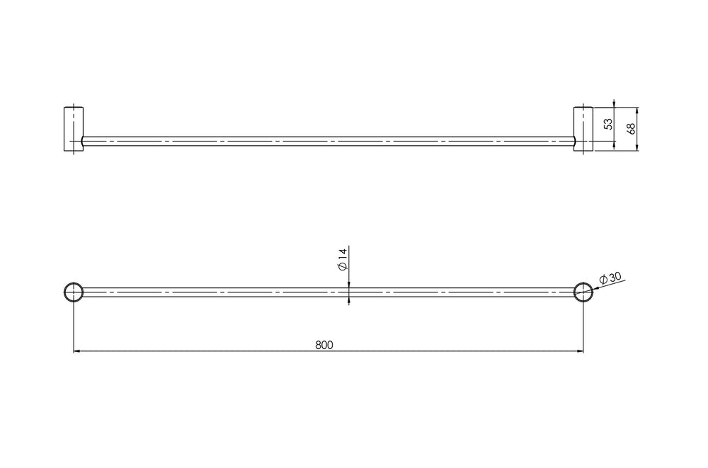PHOENIX VIVID SLIMLINE SINGLE NON-HEATED TOWEL RAIL MATTE BLACK 600MM AND 800MM