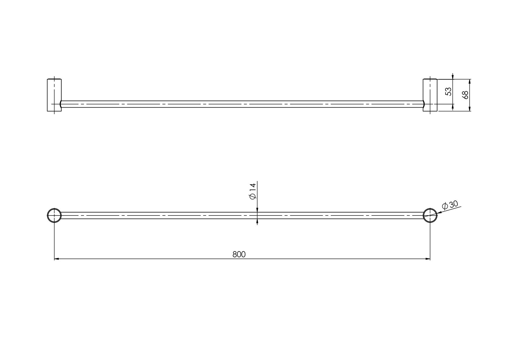 PHOENIX VIVID SLIMLINE SINGLE NON-HEATED TOWEL RAIL BRUSHED NICKEL 600MM AND 800MM