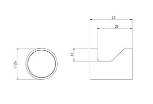 PHOENIX VIVID SLIMLINE ROBE HOOK BRUSHED NICKEL 35MM