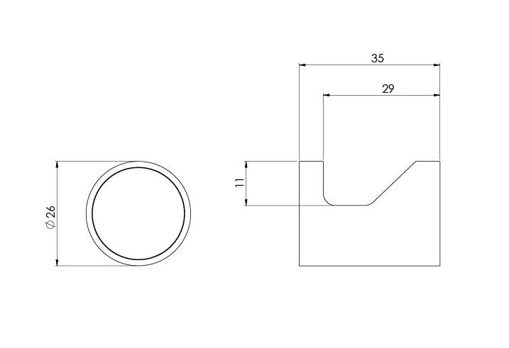 PHOENIX VIVID SLIMLINE ROBE HOOK MATTE BLACK 35MM