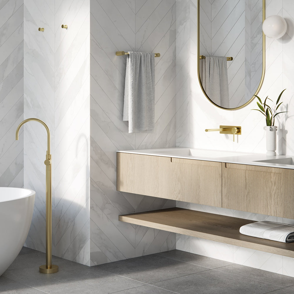 PHOENIX VIVID SLIMLINE NON-HEATED HAND TOWEL RAIL BRUSHED GOLD 350MM