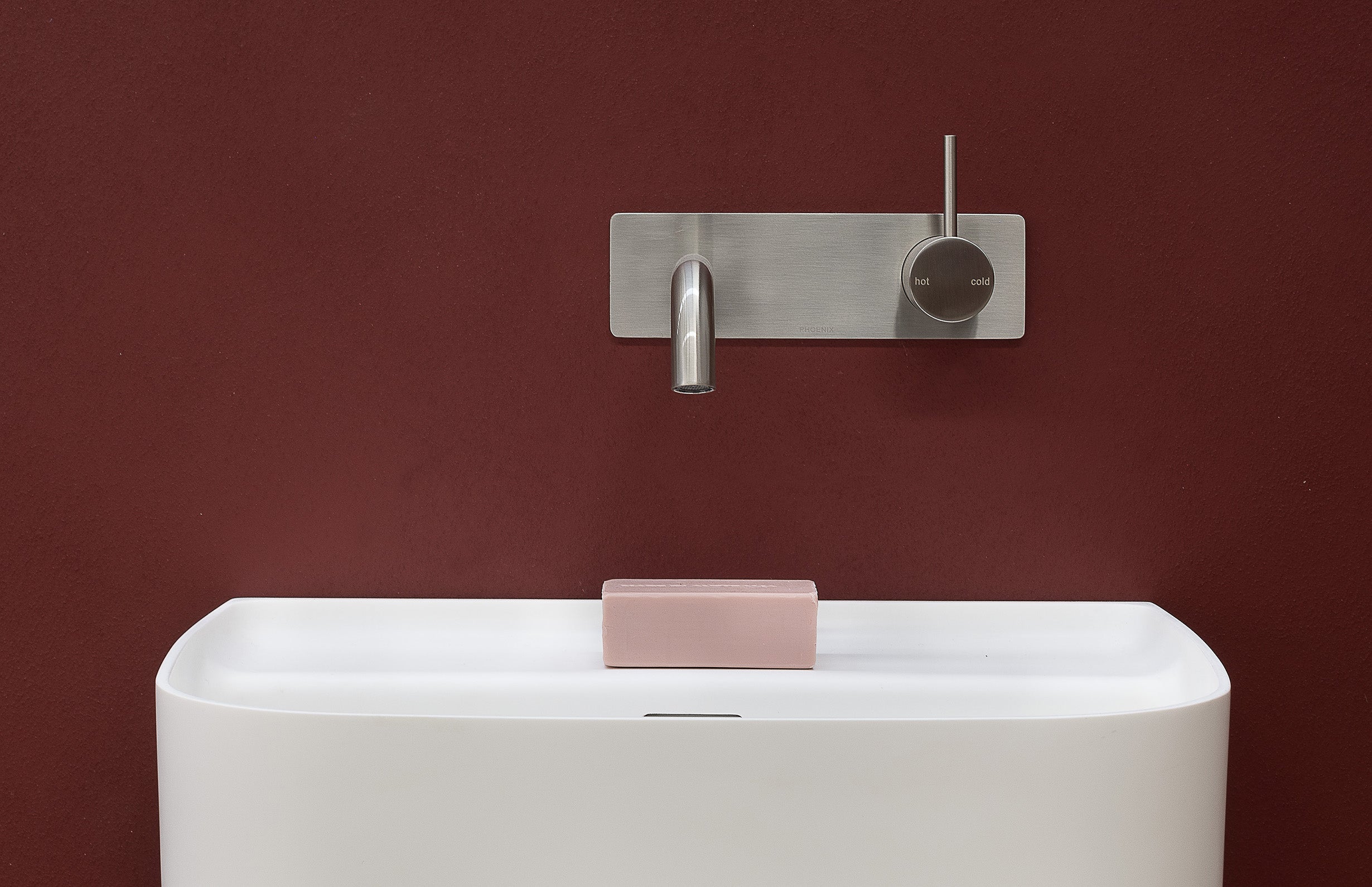 PHOENIX VIVID SLIMLINE LEAD FREE BASIN / BATH WALL MIXER SET 200MM BRUSHED NICKEL