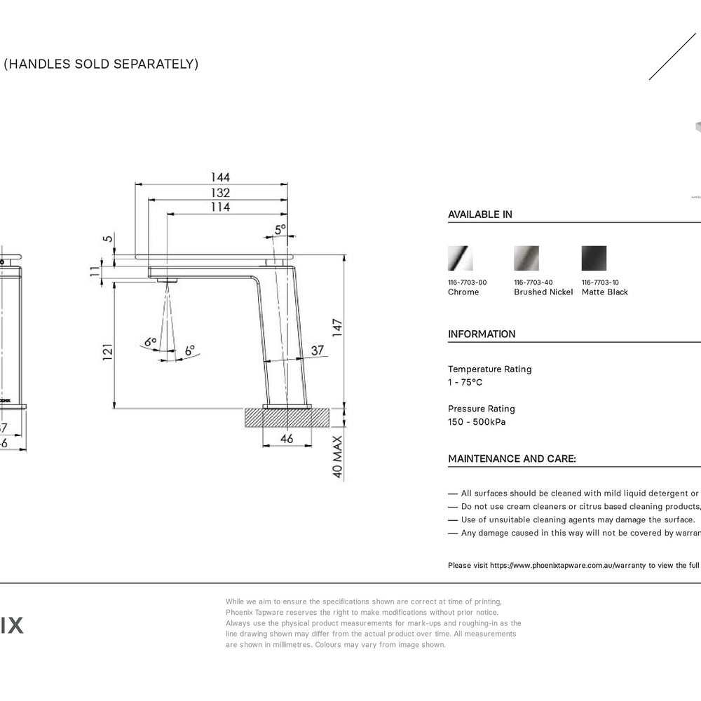 PHOENIX ZIMI BASIN MIXER 147MM CHROME