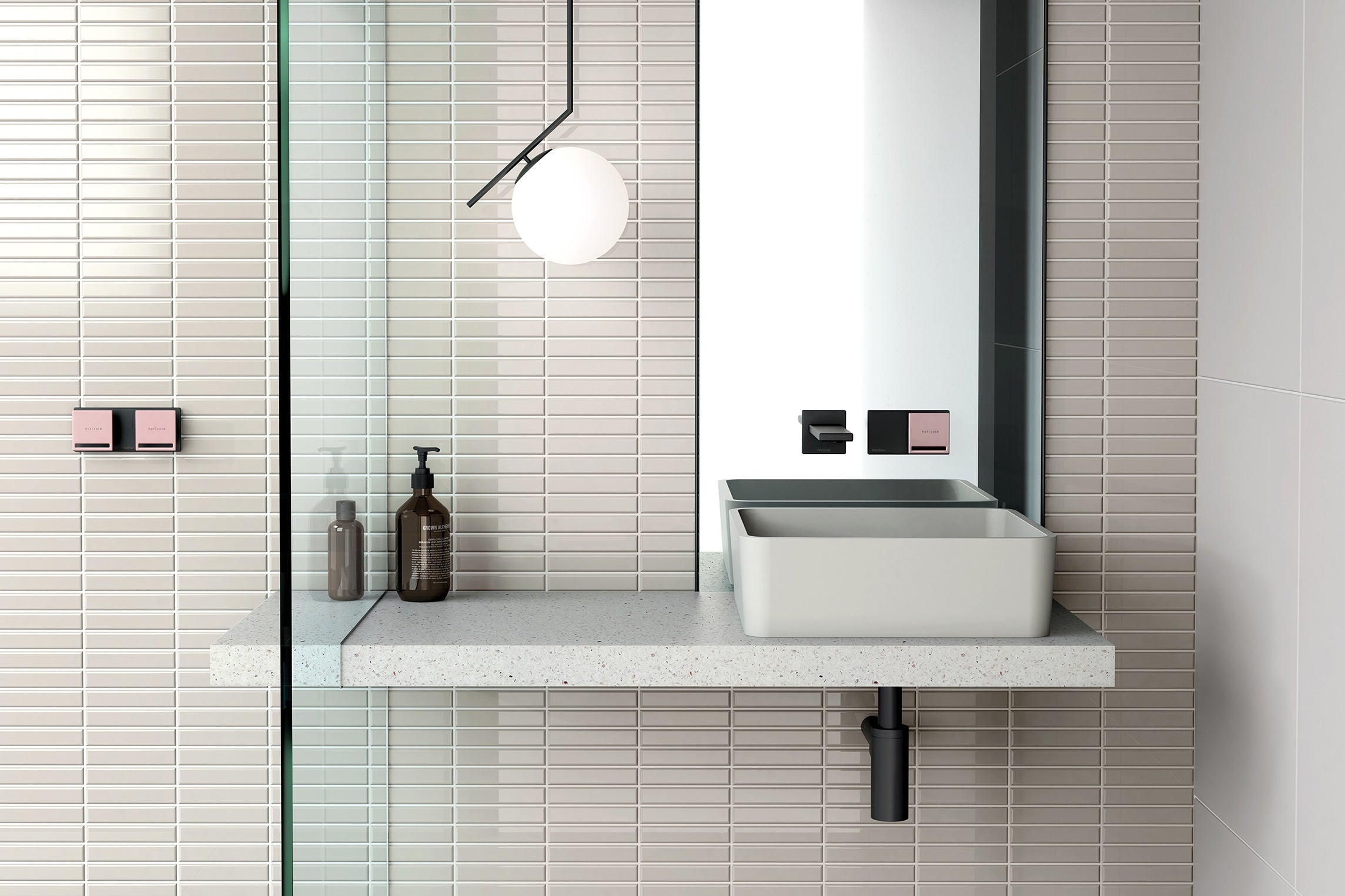 PHOENIX ZIMI TWIN SHOWER / WALL MIXER 153MM MATTE BLACK