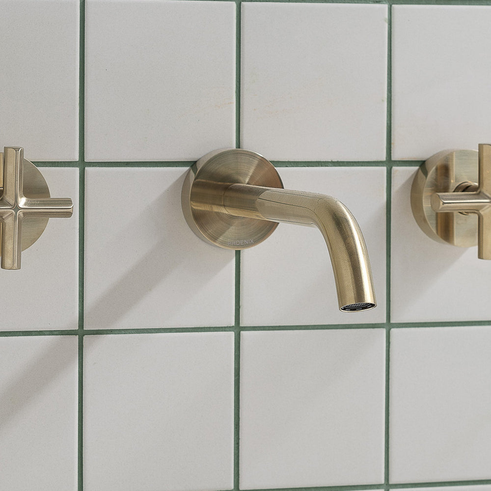 PHOENIX VIVID SLIMLINE LEAD FREE PLUS WALL TOP ASSEMBLIES EXTENDED SPINDLES BRUSHED GOLD