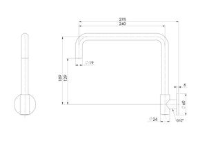 PHOENIX VIVID SLIMLINE PLUS WALL SINK OUTLET 240MM BRUSHED NICKEL