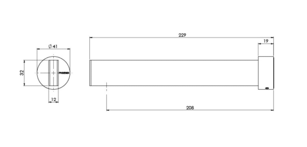 PHOENIX LEXI MKII BATH OUTLET 200MM MATTE BLACK