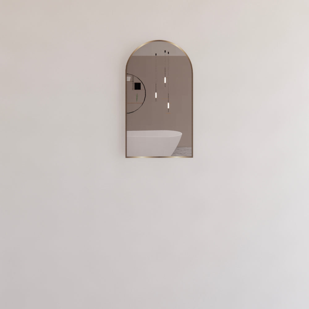 RIVA FRAMED PLAIN ARCH MIRROR GOLD 450X800MM