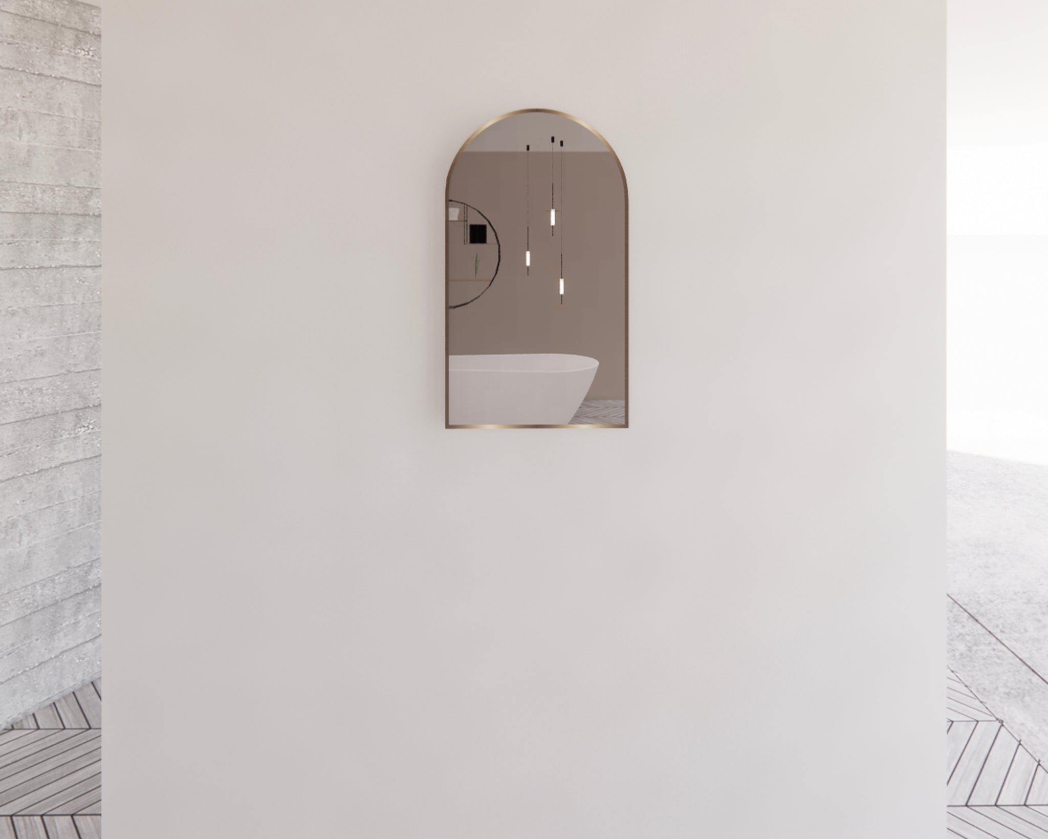 RIVA FRAMED PLAIN ARCH MIRROR GOLD 450X800MM