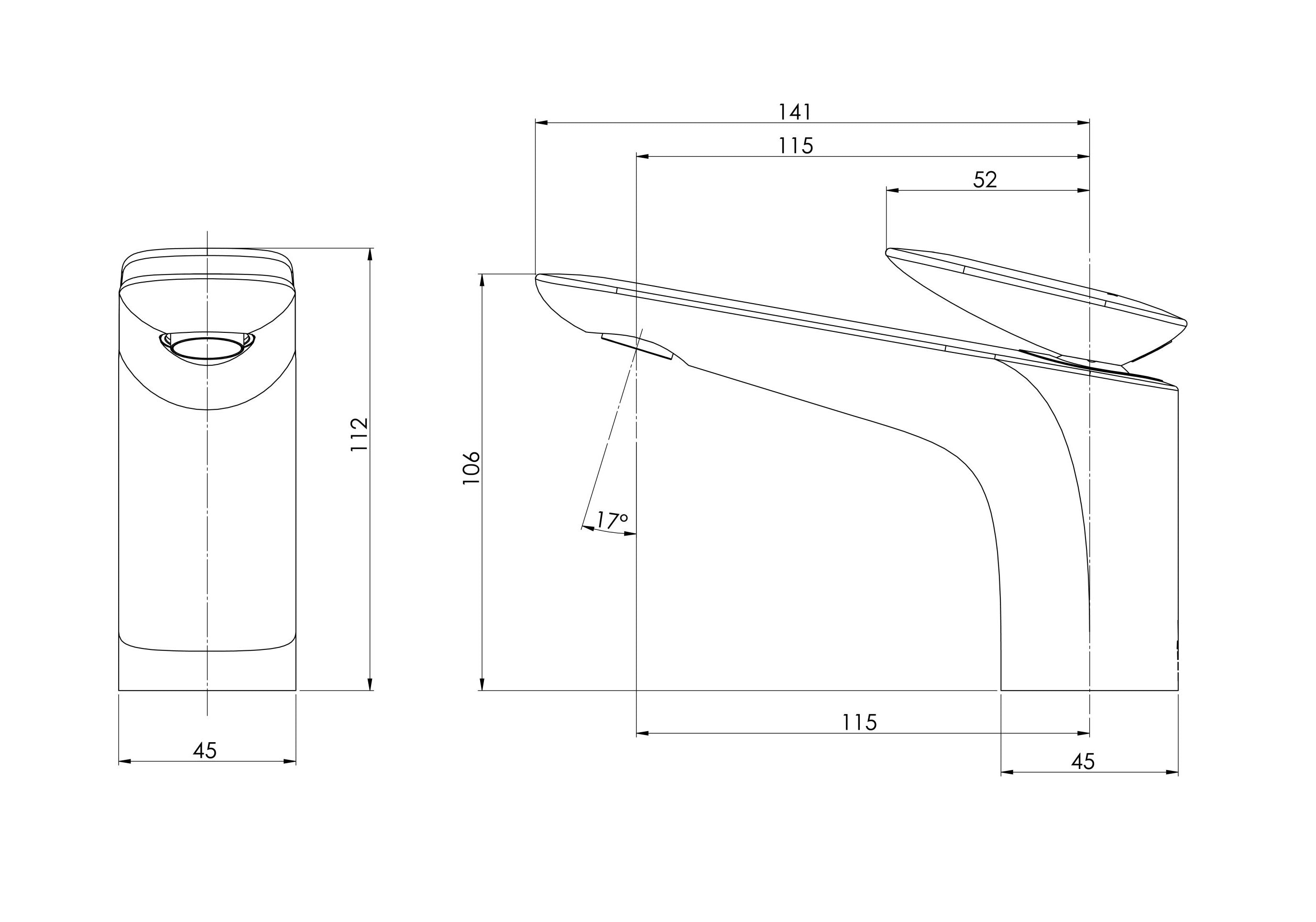 PHOENIX NUAGE LEAD FREE BASIN MIXER 112MM BRUSHED CARBON