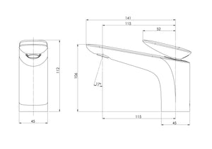 PHOENIX NUAGE BASIN MIXER 112MM BRUSHED CARBON