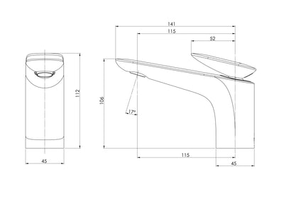 PHOENIX NUAGE LEAD FREE BASIN MIXER 112MM BRUSHED CARBON
