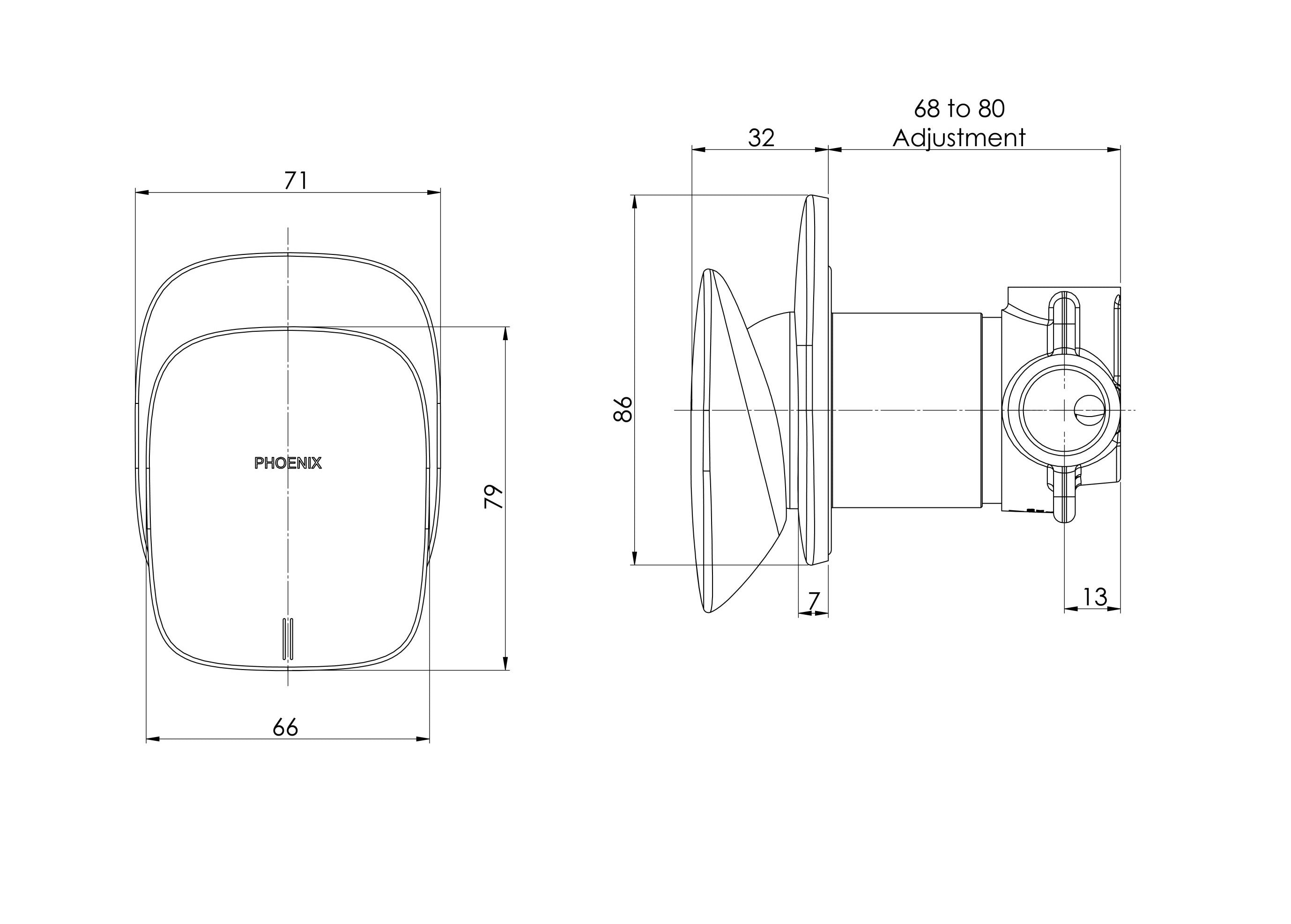 PHOENIX NUAGE LEAD FREE SHOWER / WALL MIXER BRUSHED NICKEL