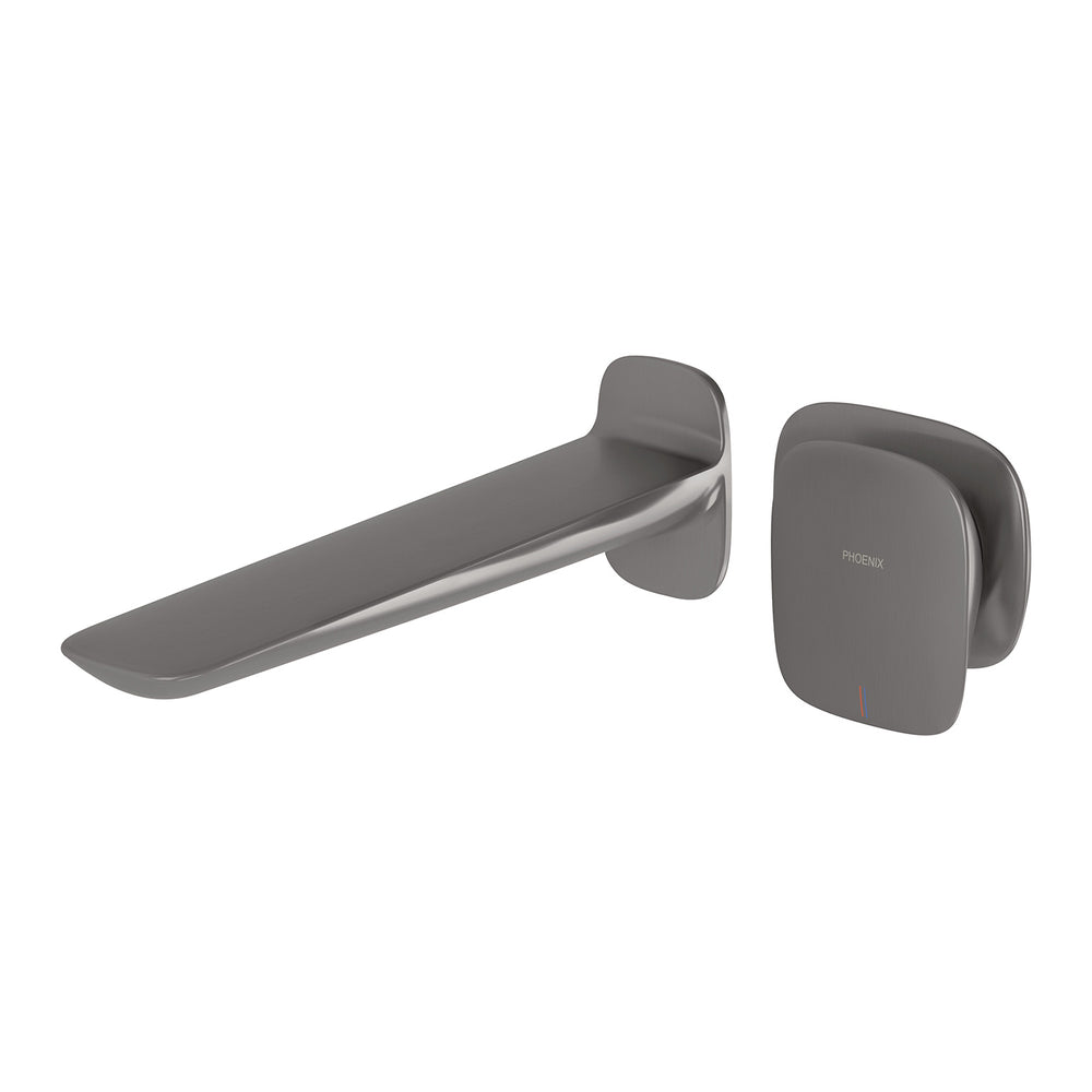 PHOENIX NUAGE LEAD FREE WALL BASIN BATH MIXER SET 200MM BRUSHED CARBON