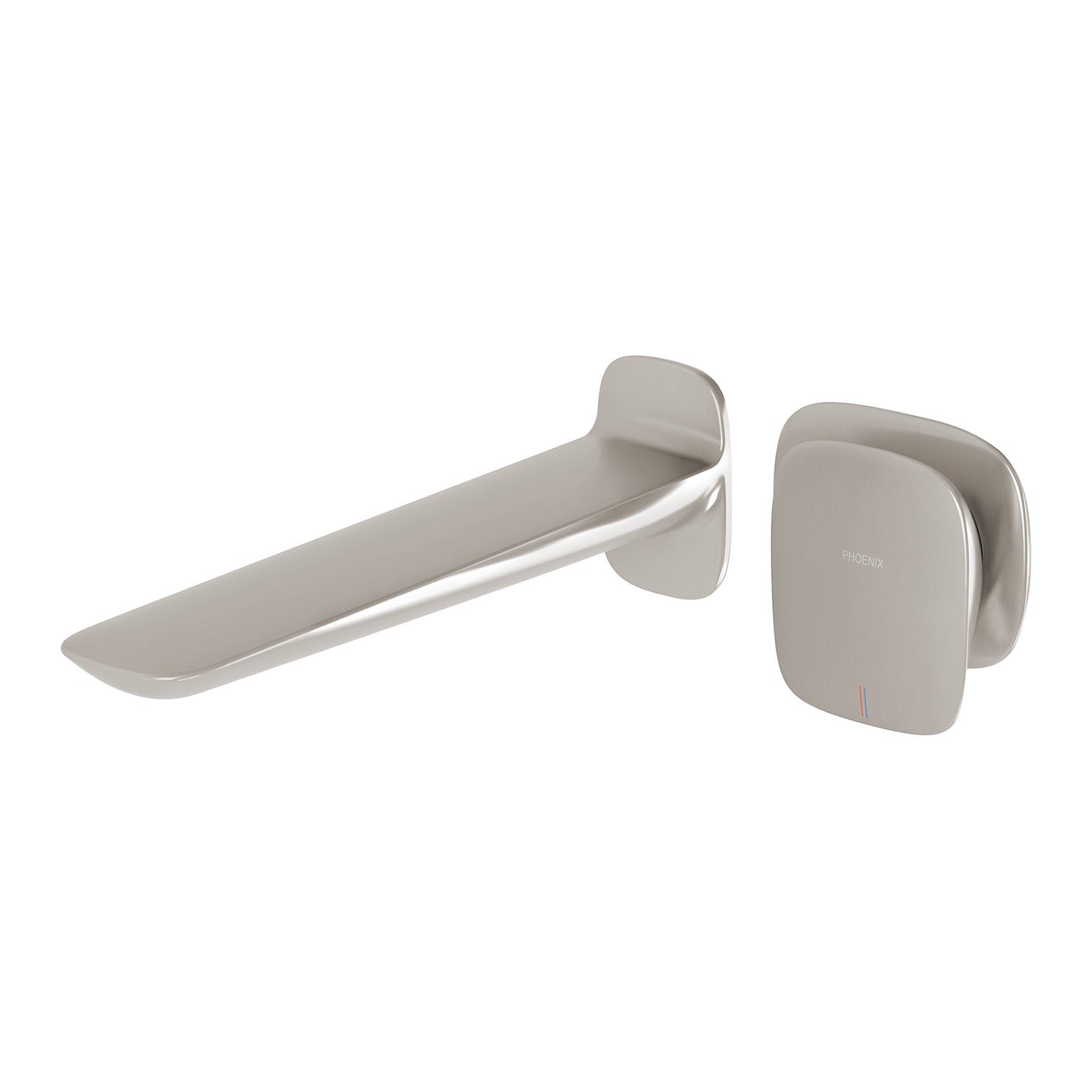 PHOENIX NUAGE LEAD FREE WALL BASIN BATH MIXER SET 200MM BRUSHED NICKEL 