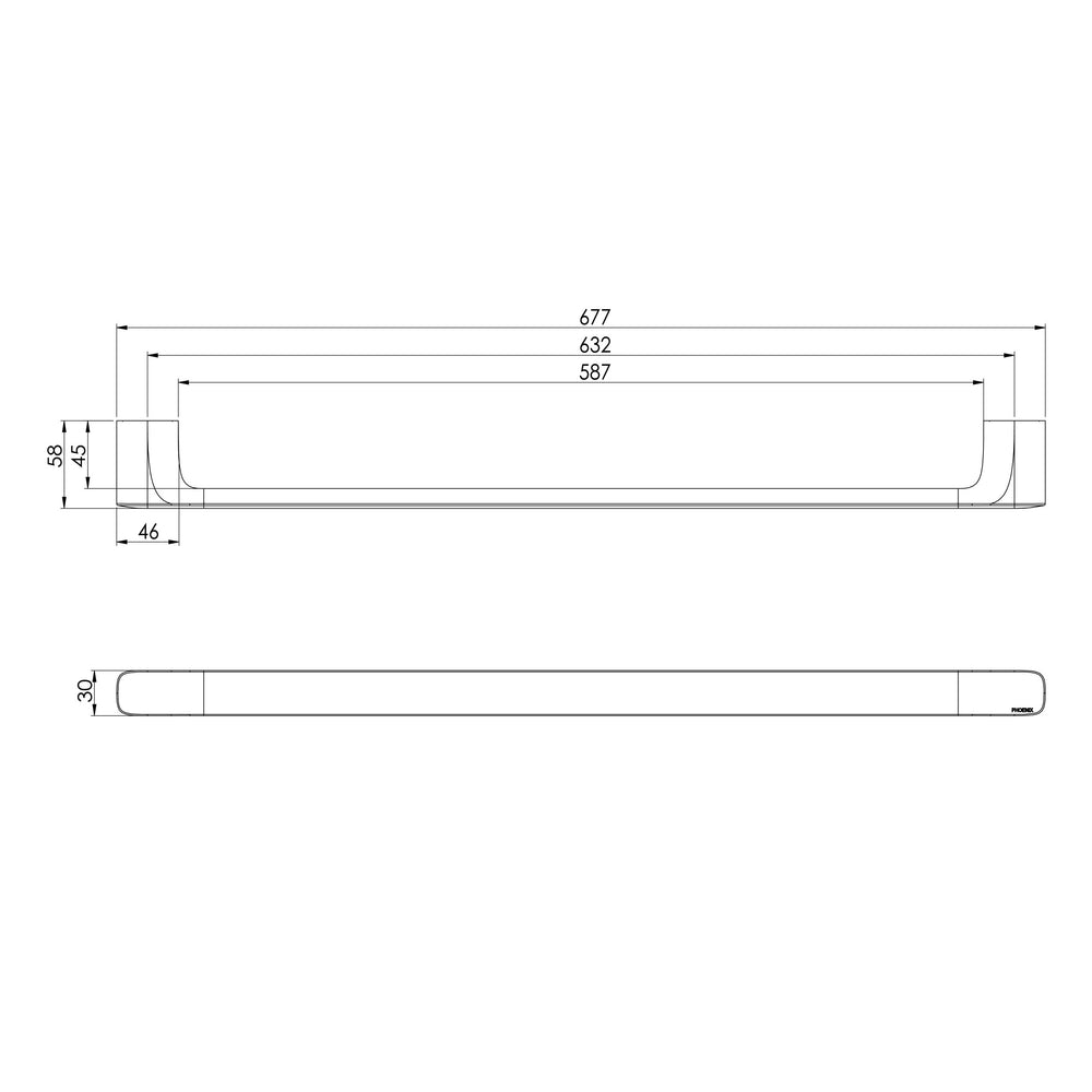 PHOENIX NUAGE SINGLE NON-HEATED TOWEL RAIL CHROME 600MM AND 800MM