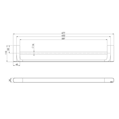PHOENIX NUAGE DOUBLE NON-HEATED TOWEL RAIL MATTE WHITE 600MM AND 800MM