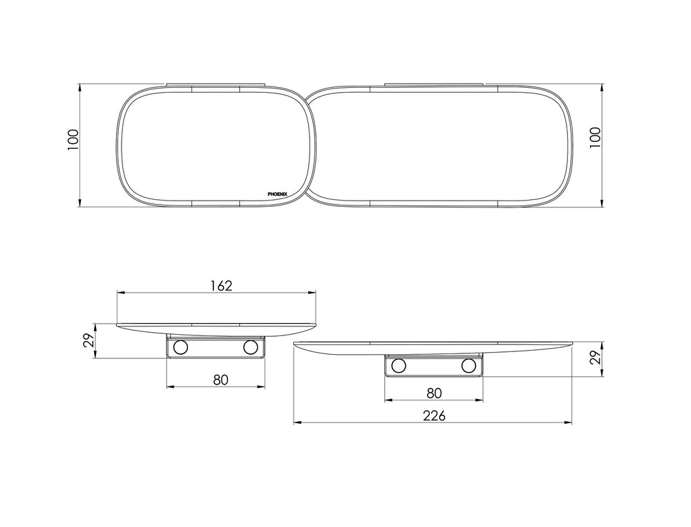PHOENIX NUAGE SHOWER SHELVES MATTE WHITE 100MM