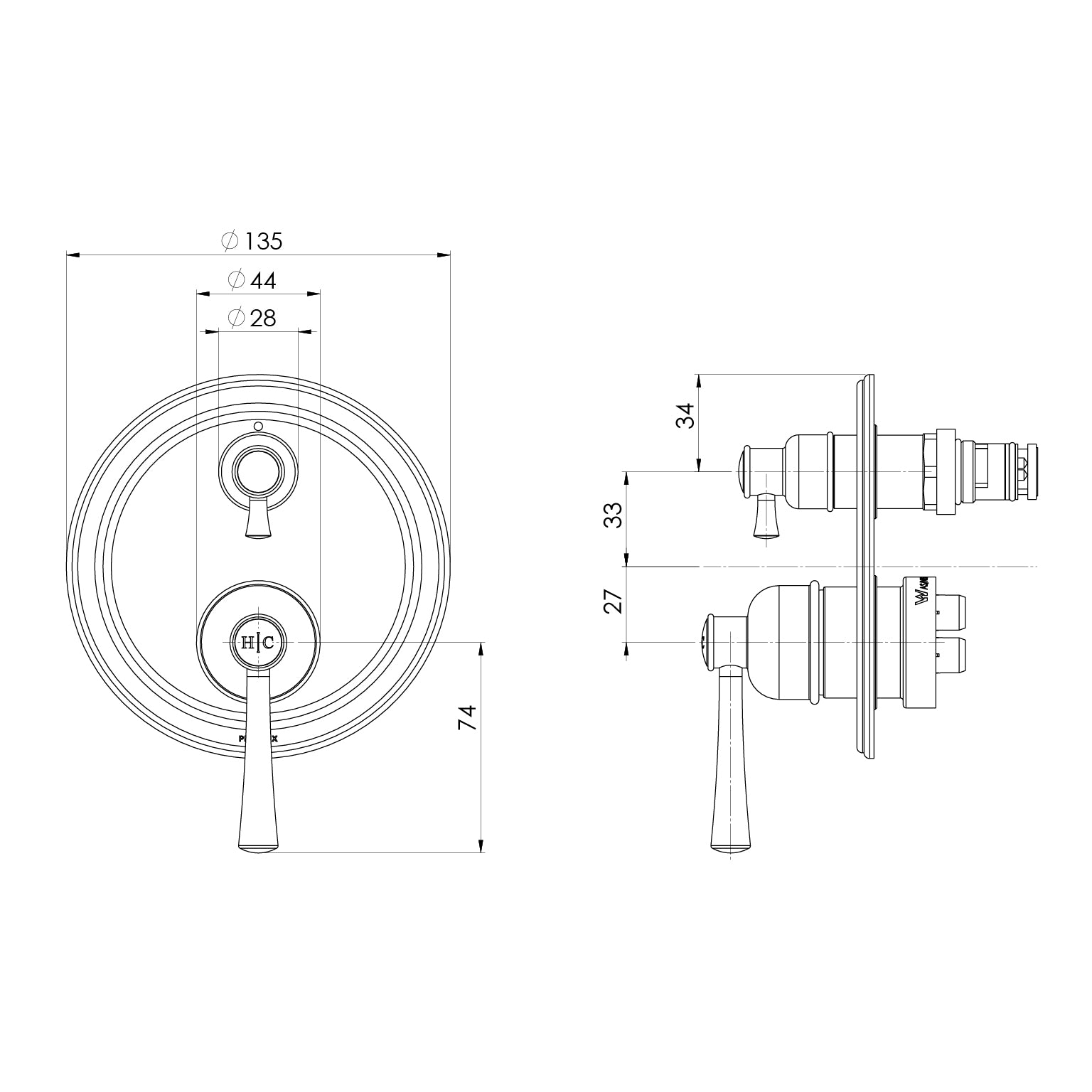 PHOENIX CROMFORD SWITCHMIX SHOWER / BATH DIVERTER MIXER FIT-OFF AND ROUGH-IN KIT BRUSHED NICKEL