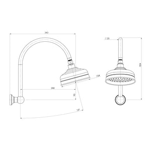 PHOENIX CROMFORD HIGH-RISE SHOWER ARM AND ROSE 150MM CHROME