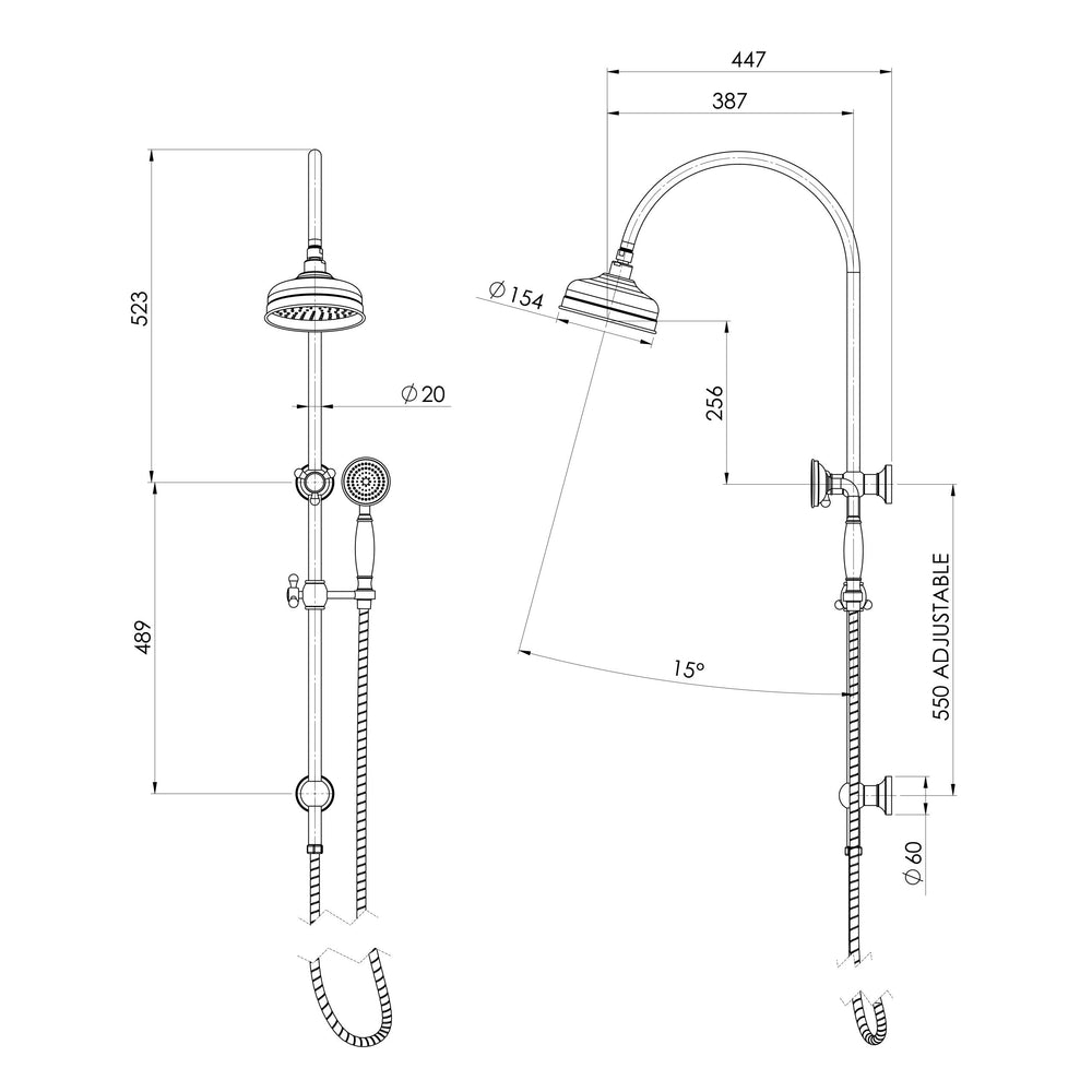 PHOENIX CROMFORD TWIN SHOWER 447MM MATTE BLACK