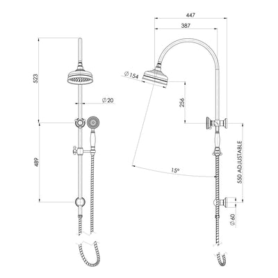 PHOENIX CROMFORD TWIN SHOWER 447MM MATTE BLACK