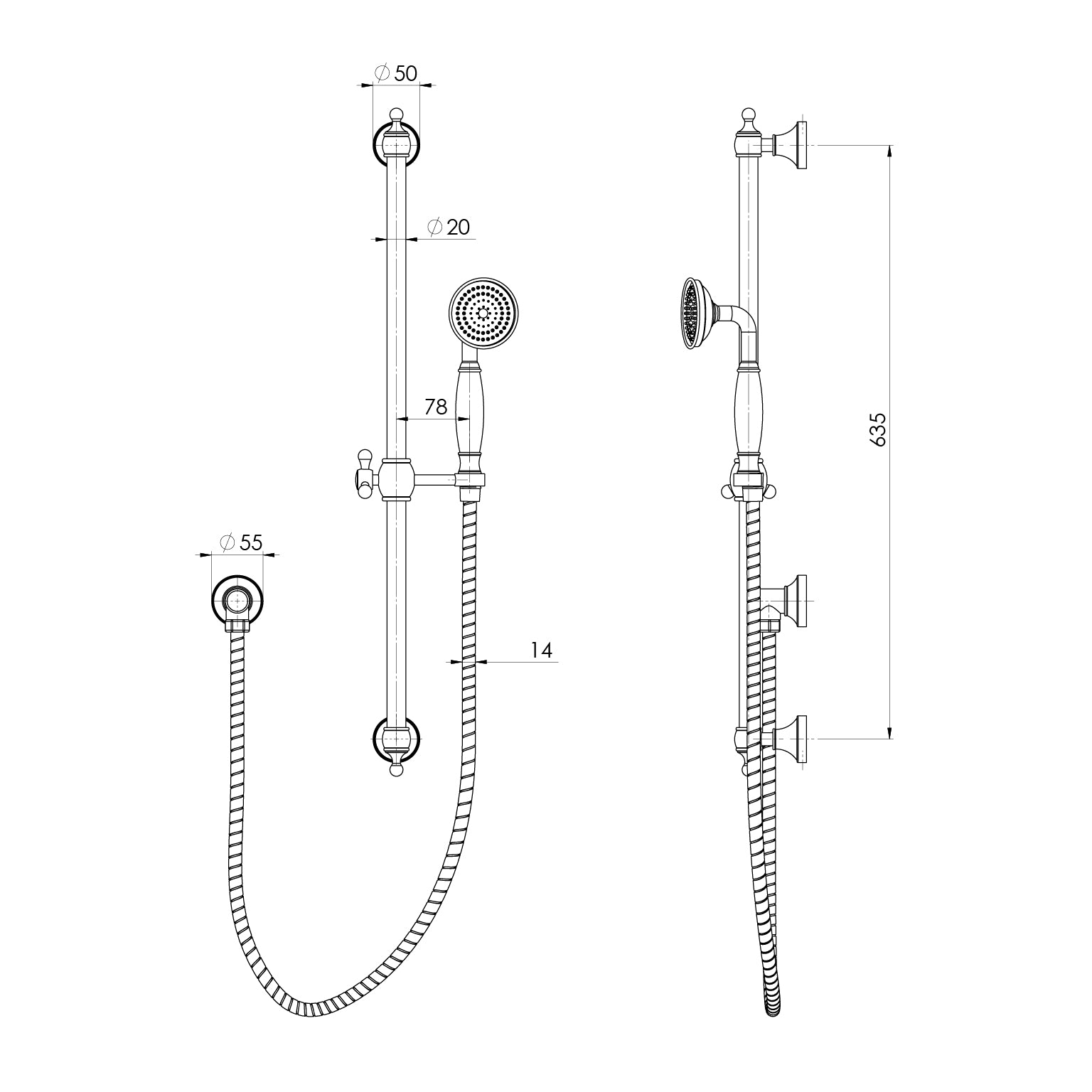 PHOENIX CROMFORD RAIL SHOWER MATTE BLACK