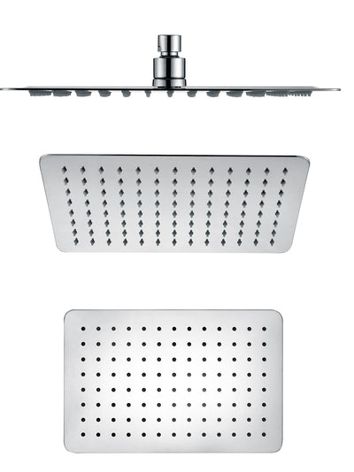 QUOSS RAIN SHOWER SUNFLOWER SET RECTANGLE 400MM CHROME