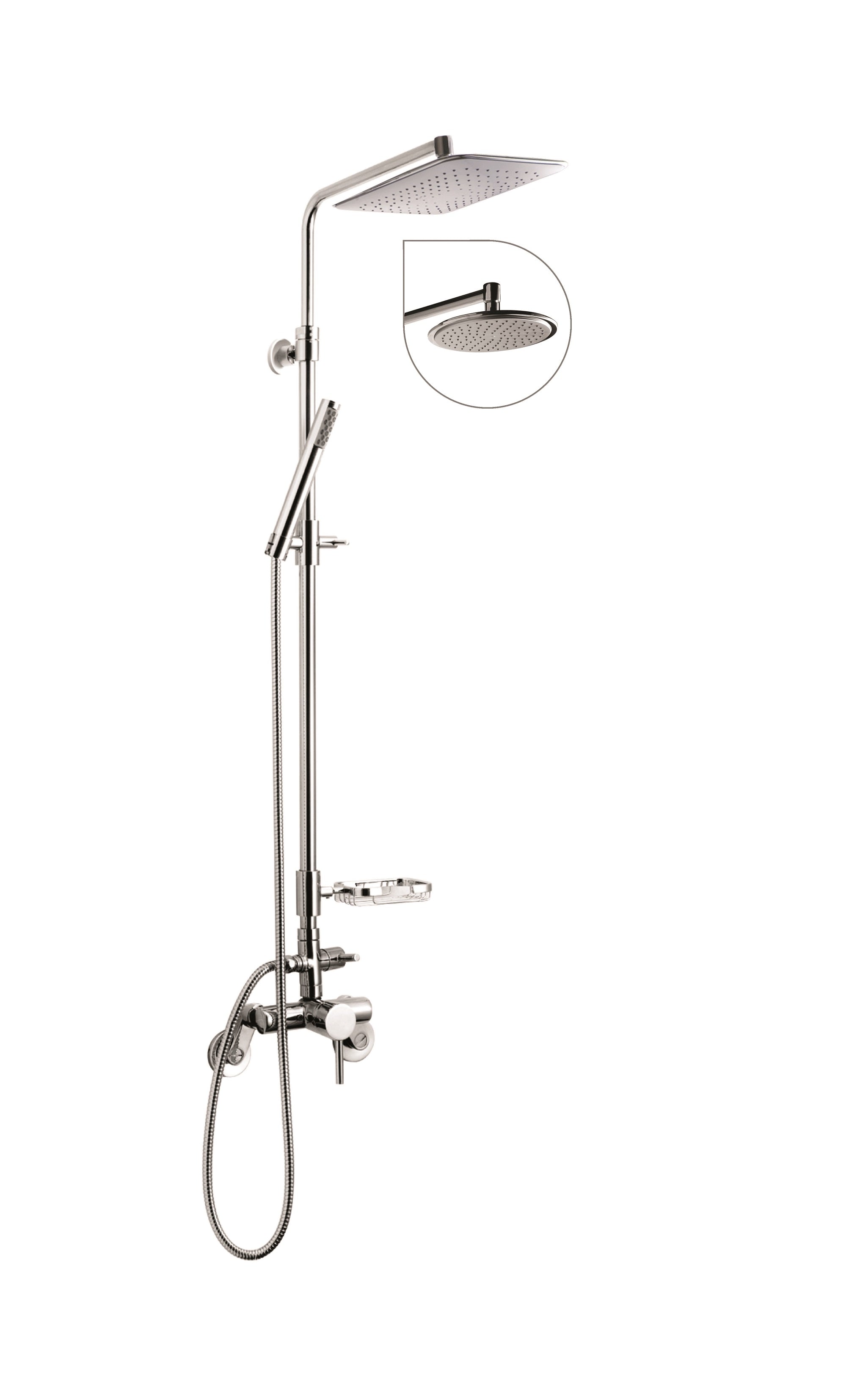 QUOSS RAIN SHOWER SUNFLOWER SET RECTANGLE 400MM CHROME