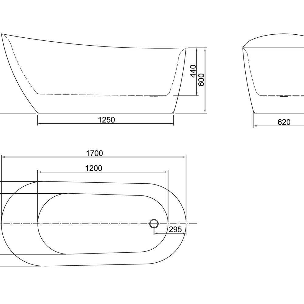 BELBAGNO ROMANO FREE STANDING BATHTUB SEMI GLOSS WHITE (AVAILABLE IN 1500MM AND 1700MM)