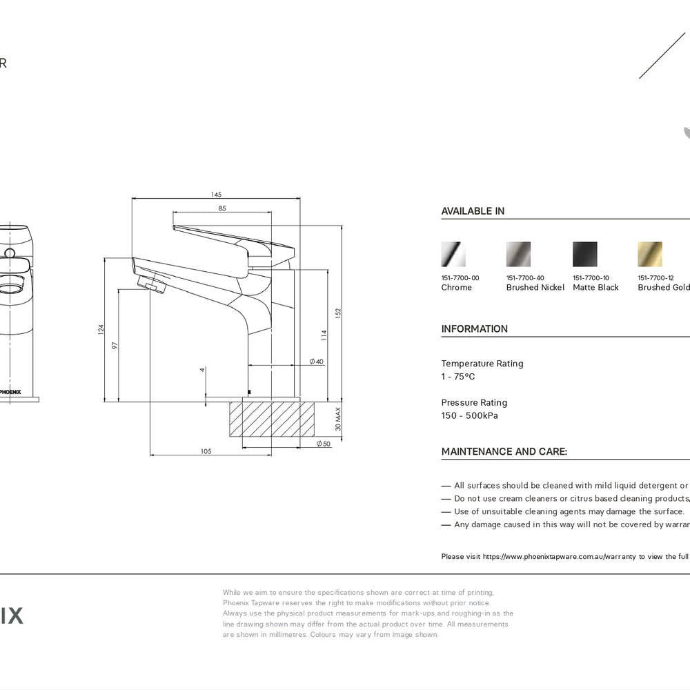 PHOENIX ARLO BASIN MIXER BRUSHED NICKEL