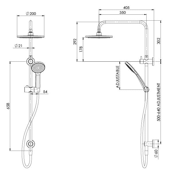 PHOENIX PINA TWIN SHOWER MATTE BLACK