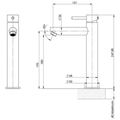 PHOENIX PINA LEAD FREE VESSEL MIXER 247MM MATTE BLACK