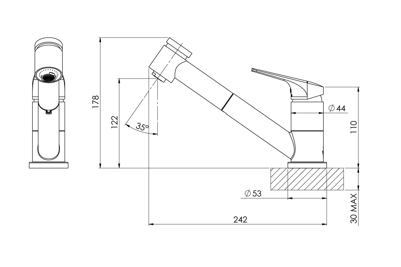 PHOENIX IVY MKII LEAD FREE PULL OUT SINK MIXER 110MM CHROME