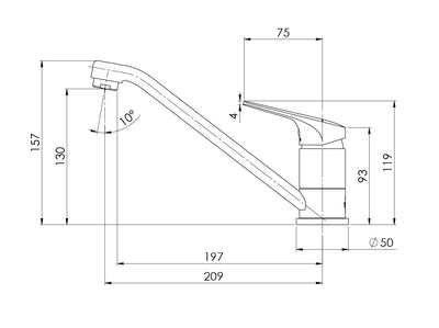 PHOENIX IVY MKII LEAD FREE SINK MIXER 119MM CHROME