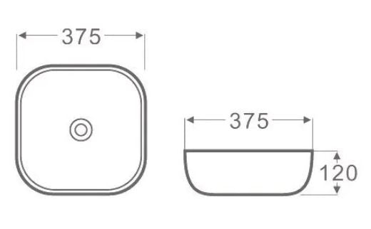 INSPIRE SQUARE FINE CERAMIC BASIN GLOSS WHITE 375MM
