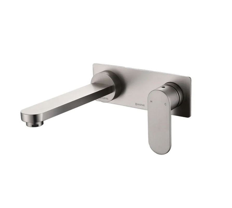 INSPIRE VETTO WALL BASIN MIXER 185MM BRUSHED NICKEL