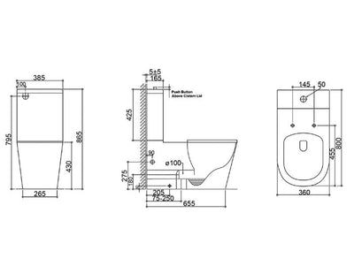 INSPIRE BELLA BACK TO WALL RIMLESS TOILET SUITE GLOSS WHITE