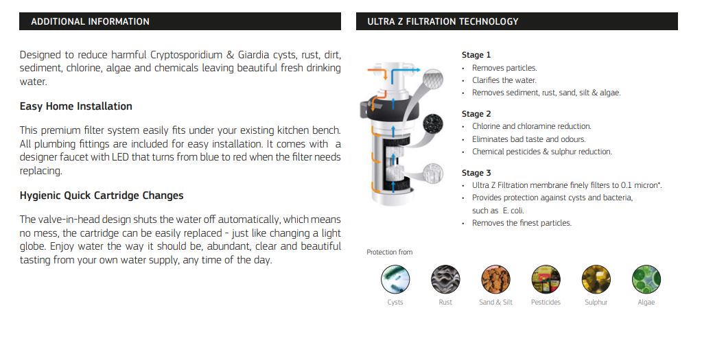 PURETEC HIGH LOOP DESIGNER FAUCET WITH QUICK TWIST FILTER 0.1 MICRON