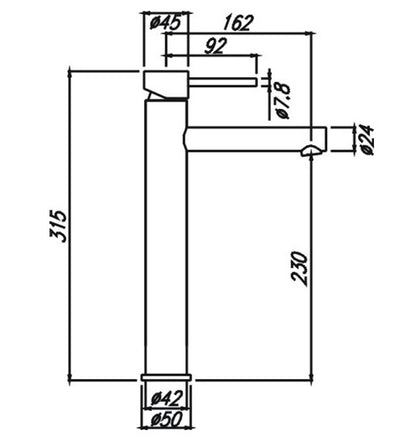 HELLYCAR IDEAL HIGH BASIN MIXER 315MM ROSE GOLD